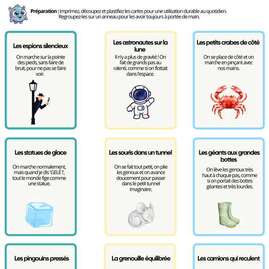 Fiche gratuite, Se déplacer comme… Activité enfants